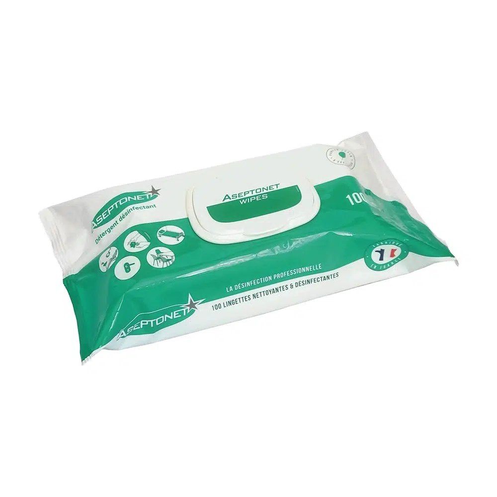 Lingettes Désinfectantes ASEPTONET – Haute Performance (Norme EN 14476) | Paquet de 100