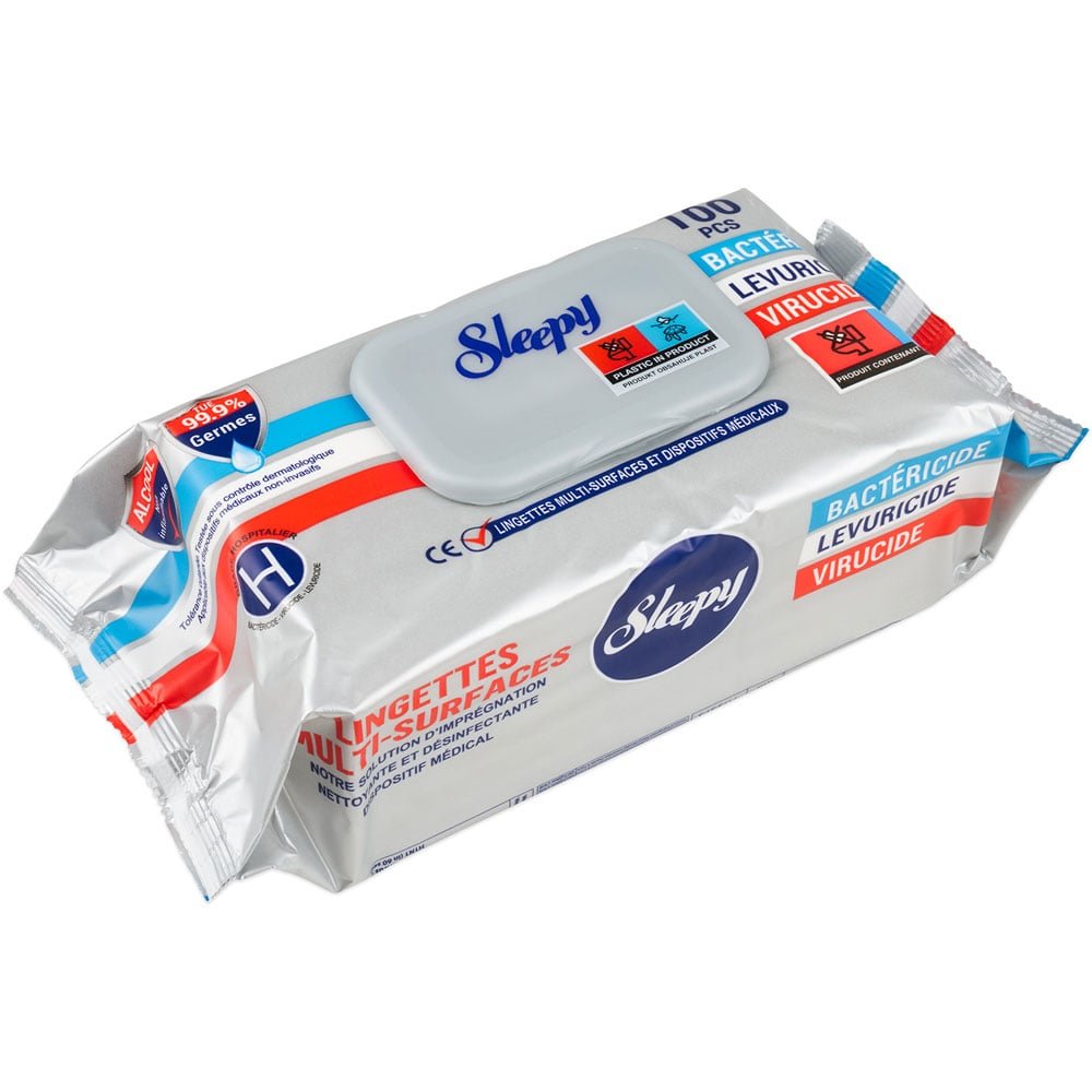 Lingettes Désinfectantes Sleepy Anti-Virales (EN14476) – Paquet de 100 | Spécial Cabinet Dentaire